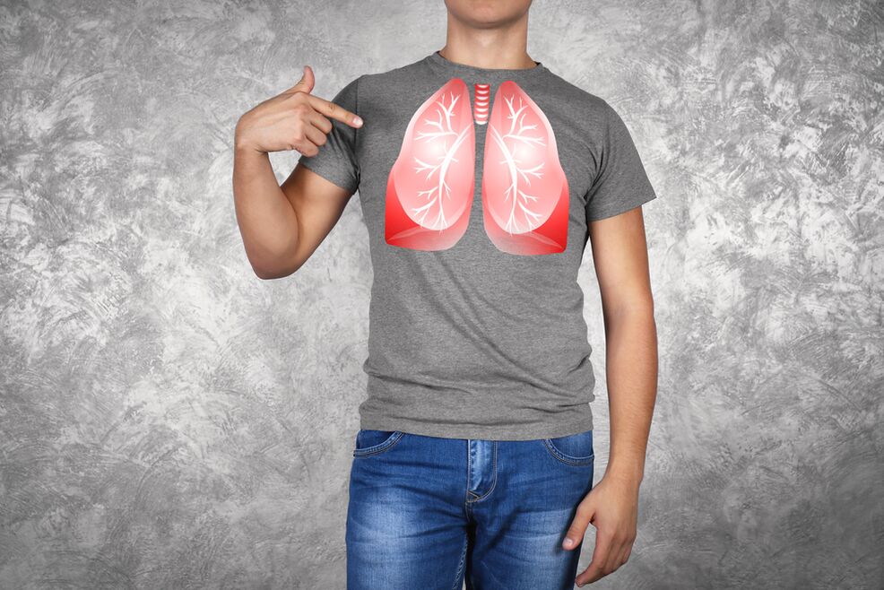 Illustration des poumons d'un homme. 